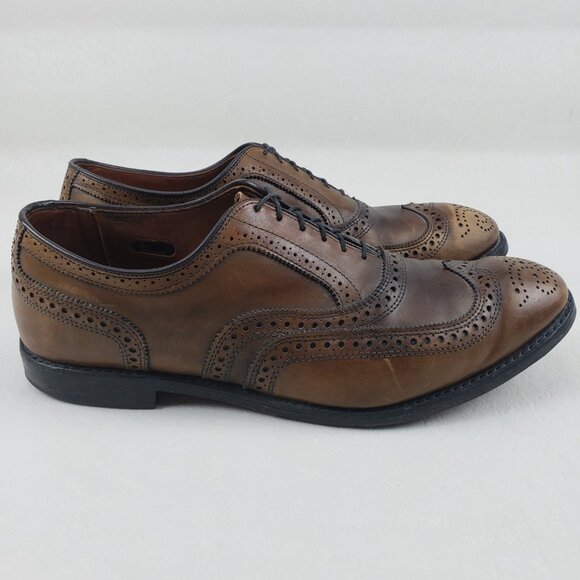 Allen Edmonds McAllister Wingtip Oxford Shoe Mens 12 EEE Brown Leather Dress - Picture 2 of 16